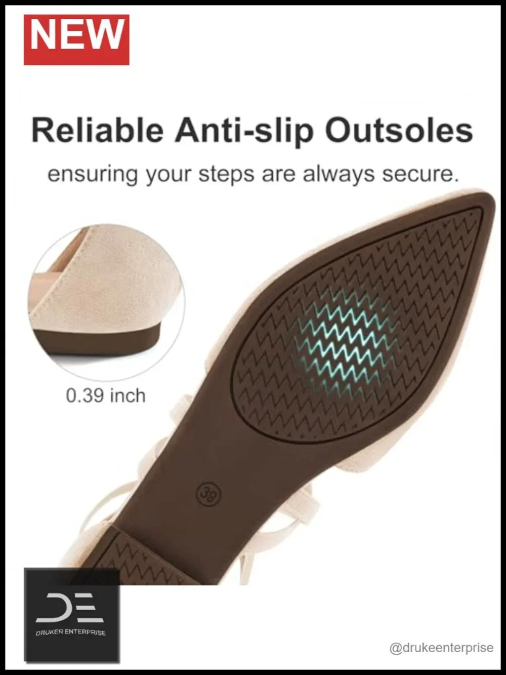 Comfortable Ballet Flats with Zipper, Cushioned Insole, Pointed Toe for Work &